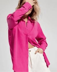 Lapel Collar Single-Breasted Loose-Fitting Shirt