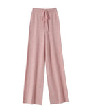 High Waist Wool Knit Wide-Leg Trousers