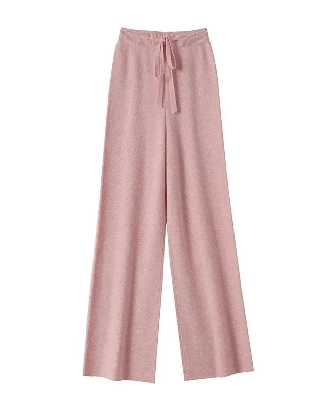 High Waist Wool Knit Wide-Leg Trousers