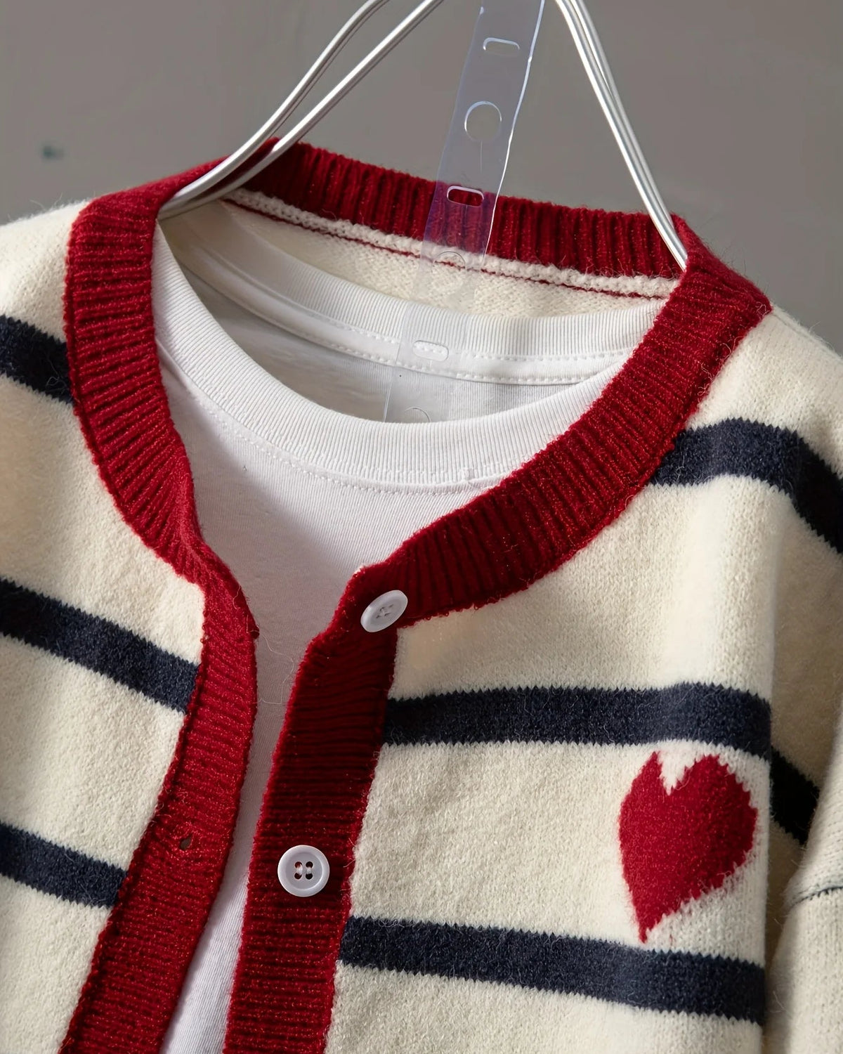 Striped Round Neck Knit Cardigan