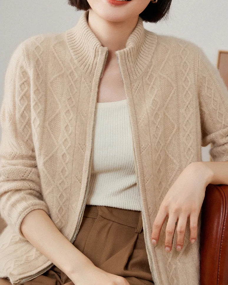 Cashmere Zipper Knit Coat
