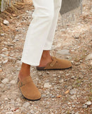 Suede Platform Cork Insole Slippers