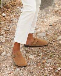 Suede Platform Cork Insole Slippers