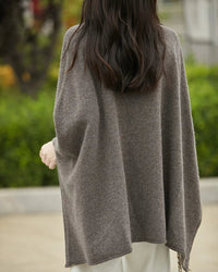 Wool Shawl-Style Mid-Length Sleeveless Pullover