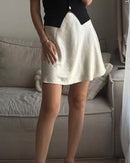 Elastic Waist Satin A-Line Mini Skirt