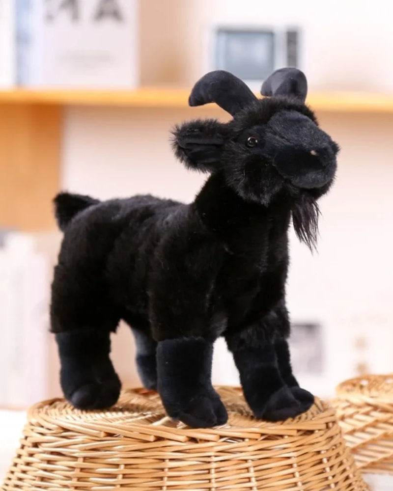 Cute baby goat horned sheep plush stuffed animal doll with PP cotton filling. Soft and fluffy in 18 cm and 30 cm — a sweet toy and gift for kids and adults.