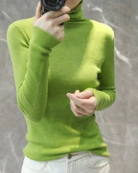 Stretch Wool Turtleneck Sweater