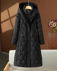 Diamond-Quilted Hooded Cotton-Padded Coat