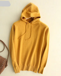 Hooded Loose-Fit Solid Knit Pullover Sweater