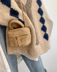 V-Neck Contrast Knit Sweater Vest