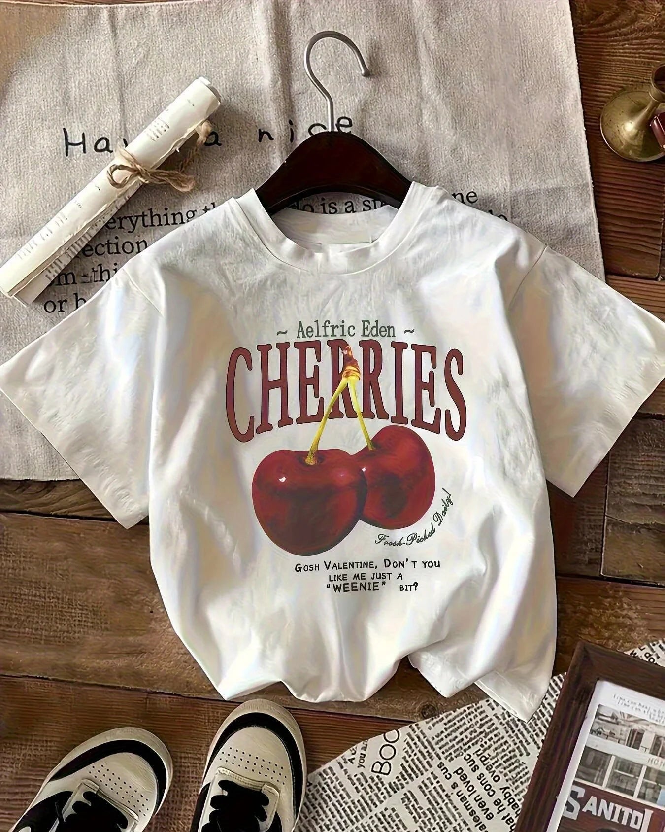 Cherry-Print Cotton T-Shirt