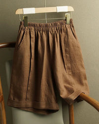 Linen High-Waisted Baggy Shorts