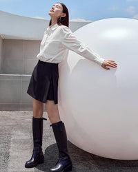 Casual High-Waisted Suit A-Line Skirt