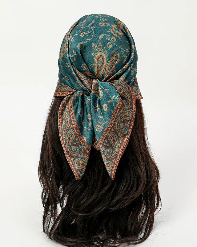 Printed Square Scarf Shawl & Headband