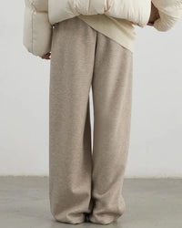 Plush Pleated Wide-Leg Trousers
