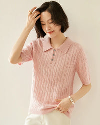 Cashmere Cable Knit Short Sleeve Top