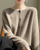 Merino Wool O-Neck Button Cardigan