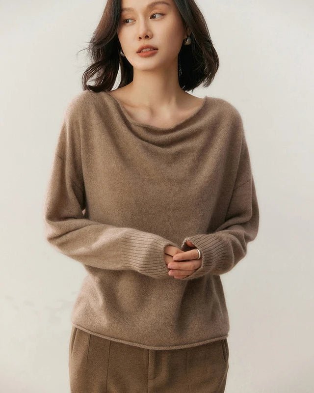 Casual Cashmere Irregular Neckline Sweater