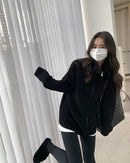 Stand Collar Zipper Cashmere Knit Cardigan