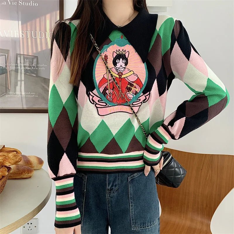 Peter Pan Collar Knitted Ugly Sweater