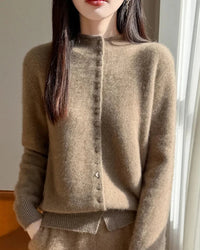 Mock Neck Merino Wool Cardigan