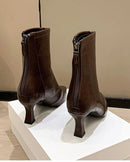 Stylish Pointed-Toe Zipper Chunky Heel Ankle Boots
