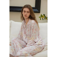 Rayon Satin Floral Print Lapel Pajamas
