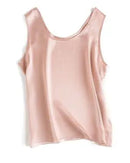 Crew-Neck Sleeveless Silk Top