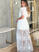 Embroidery Boho Lace Maxi Dress