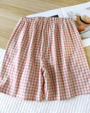 Plaid Cotton Gauze Sleep Shorts