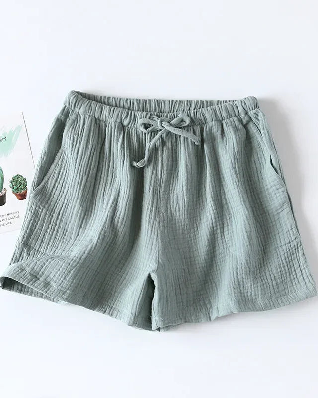 Cotton Solid Drawstring Lounge Shorts