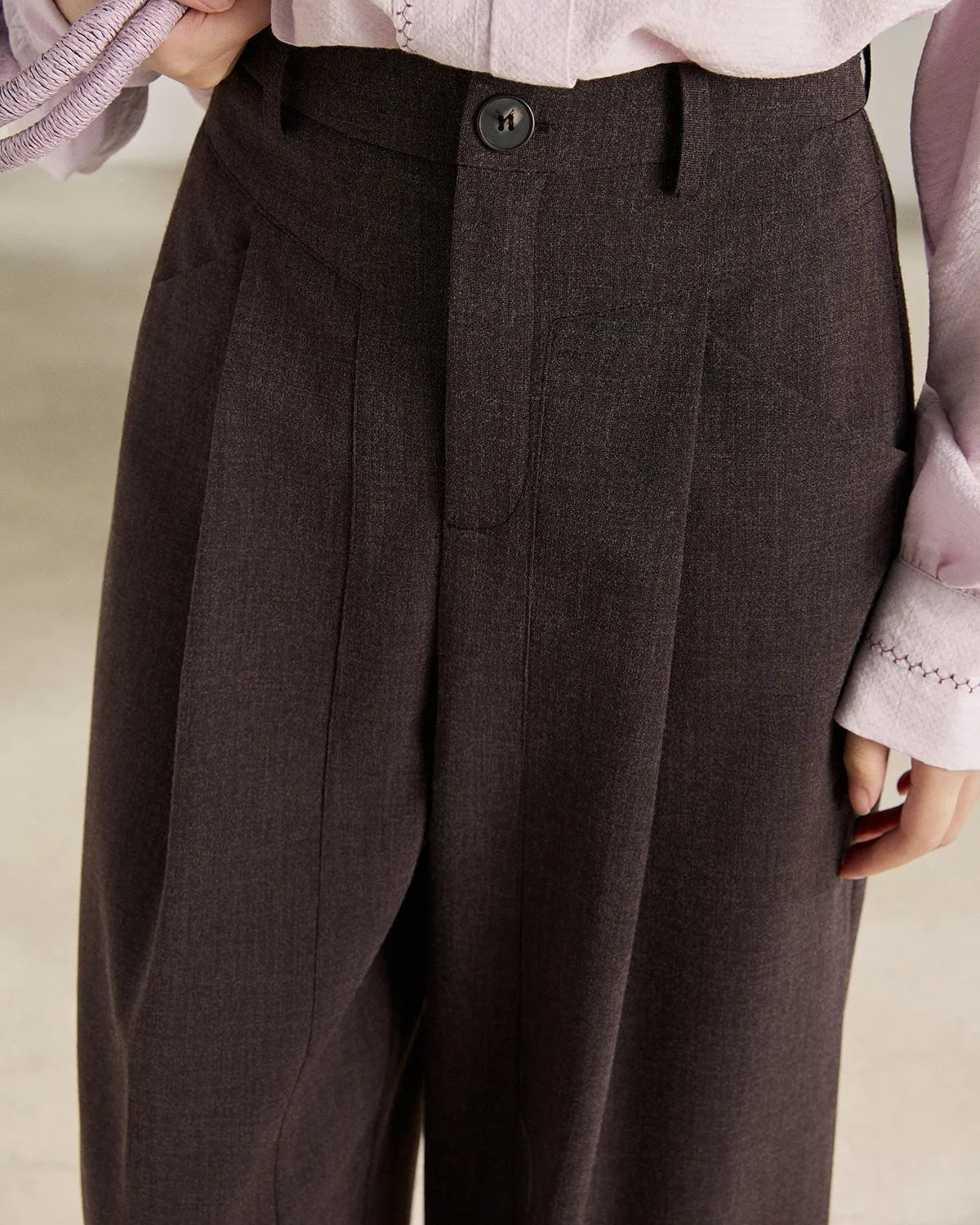High-Waist Pleated Wide-Leg Trousers