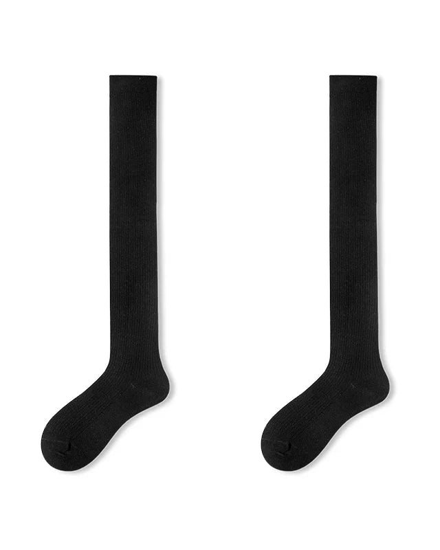 Wool Blend Ribbed Thigh-High Socks