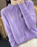 Mink Cashmere Polo Cardigan
