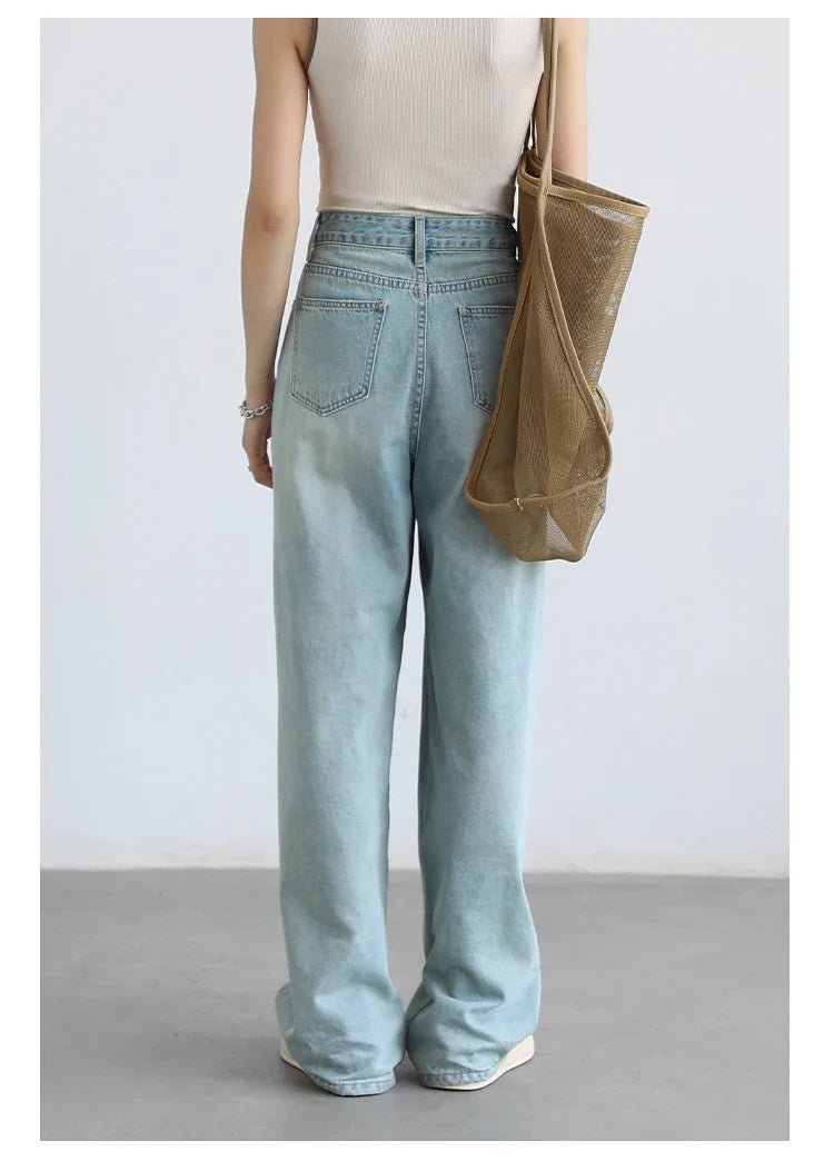 High Waisted Wide Leg Denim Pants