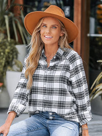 Plaid Button-Front Casual Long Sleeve Shirt