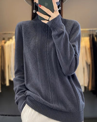 Merino Wool Turtleneck Jacquard Sweater