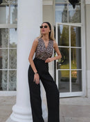 High Waisted Linen Blended Straight Leg Pants