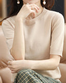 Knitted Crew-Neck Short-Sleeve T-Shirt