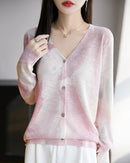 Lyocell Printed V Neck Cardigan