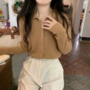 Polo Lapel Wool Knit Cardigan