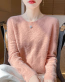 Wool O-Neck Hollow-Out Pullover Sweater