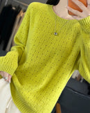 Merino Wool Jacquard Cut-Out Knit Pullover