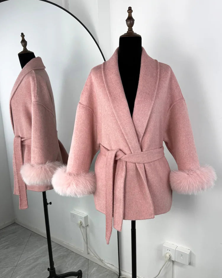 Double-Faced Wool Blend Short Coat