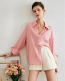 Long-Sleeved Elegant Loose-Fitting Collared Shirt