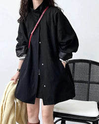 Solid Mandarin Collar Single-Breasted Short Trench Coat