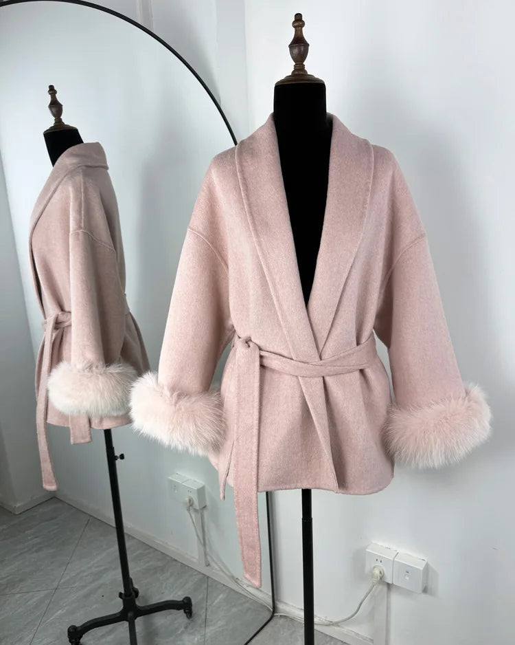 Double-Faced Wool Blend Short Coat