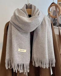 Faux Cashmere Tassel Wrap Scarf