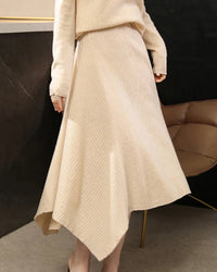 Merino Wool Asymmetric Knit Skirt