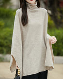 Wool Shawl-Style Mid-Length Sleeveless Pullover